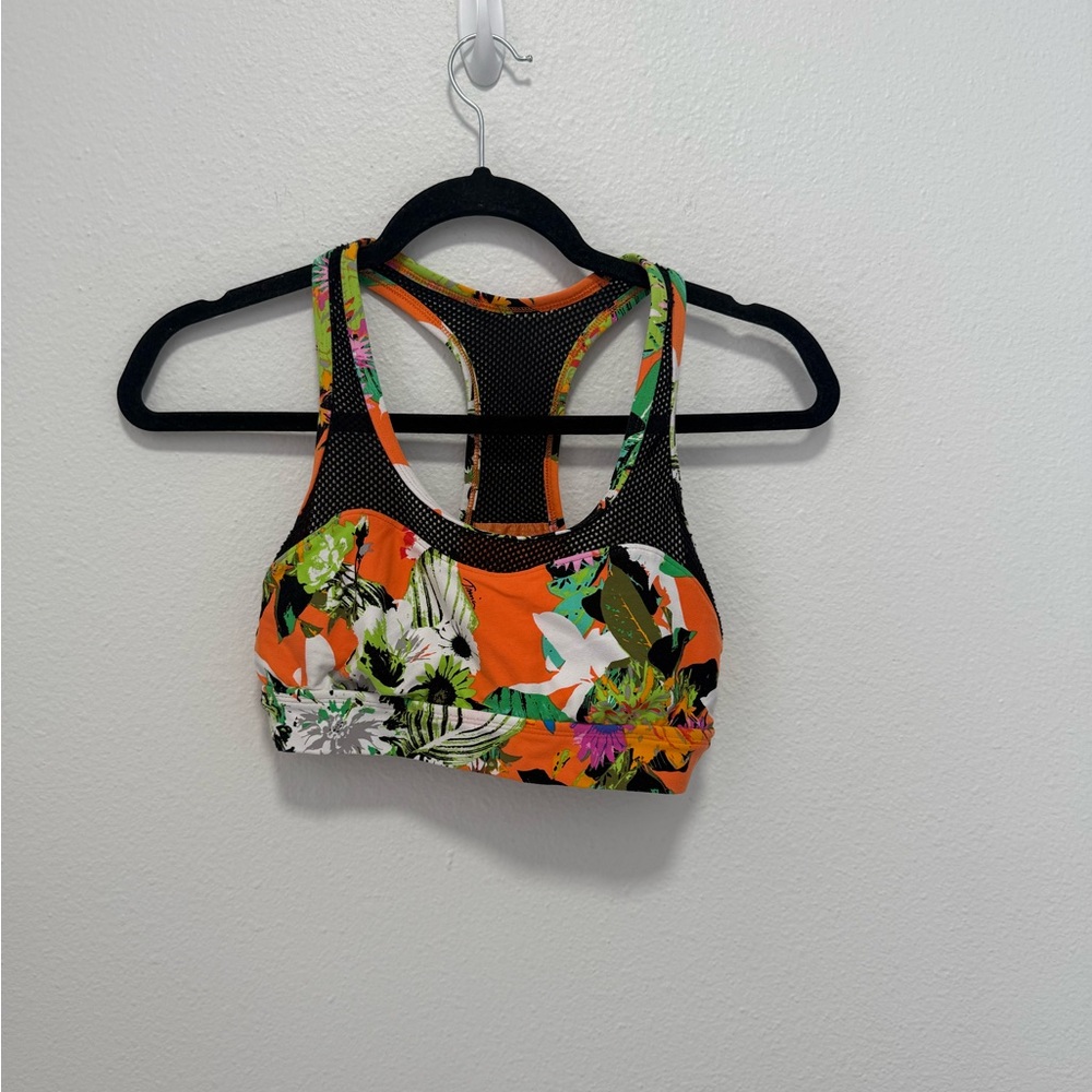 Trina Turk Orange and Black Mesh Sports Bra Size X small